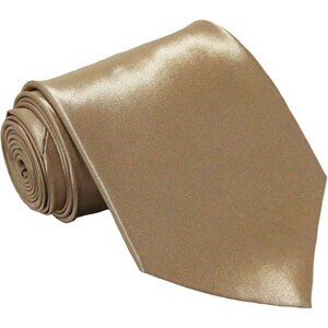 Men's Champagne Solid Pure Color 3.75" Imported Satin Formal Neck Ties